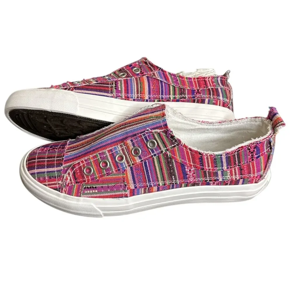 Gypsy Jazz Shoes Womens 8 Pink Striped Multicolor‎ Pull-on Pedra Sneakers NEW